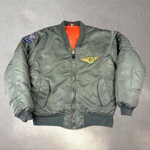 Vintage MA-1 Flyers Bomber Jacket Men’s XXL Husqvarna Racing Patches 90s